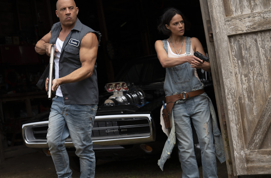 Vin Diesel and Michelle Rodriguez in "F9."